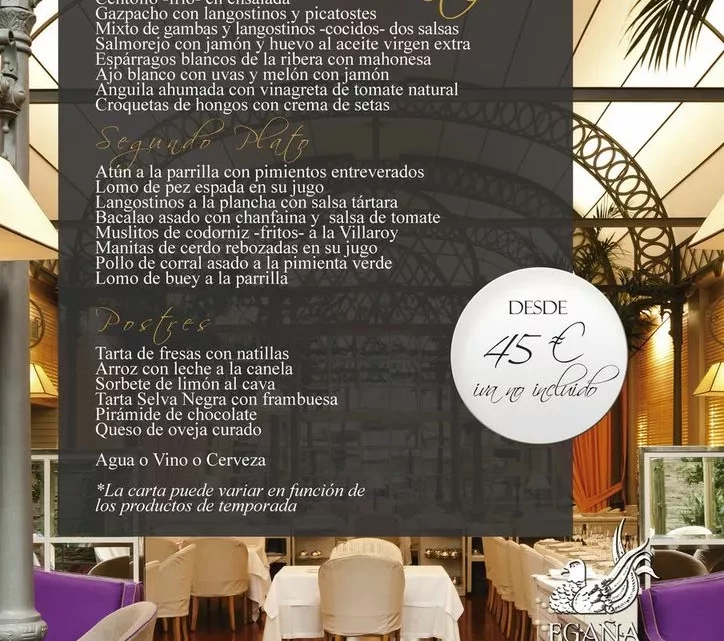 Menú diario en Restaurante Oriza
